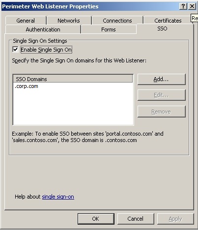 Web listener SSO Domain